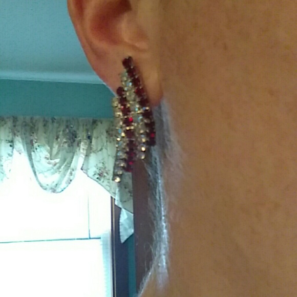 Red & Silver Earrings - Picture 2 of 4